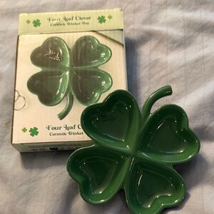 Brand new inbox, four leaf clover, ceramic trinket tray